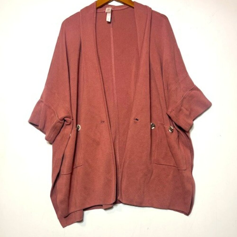 Marla Wynne Cardigan Dusty Pink Boxy Lagenlook‎ Relaxed Kimono Style Knit Sz S
